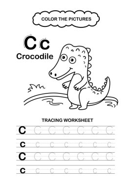 Görüntü Ayırıcı Hayvan Alfabesi İz ve Renk Harfi C-Timsah