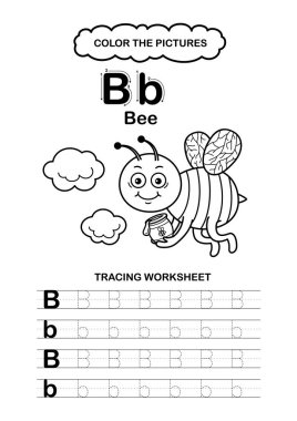 Görüntü Ayırıcı Hayvan Alfabesi İz ve Renk Harfi B-Bee