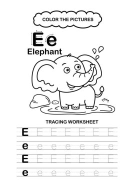 Görüntü Ayırıcı Hayvan Alfabesi İz ve Renk Harfi E-Fil