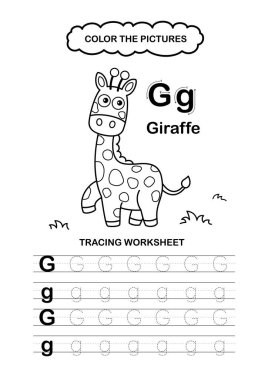 Görüntü Ayırıcı Hayvan Alfabesi İz ve Renk Harfi G-Zürafa