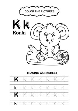 Görüntü Ayırıcı Hayvan Alfabesi İz ve Renk Harfi K-Koala