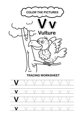 Görüntü Ayırıcı Hayvan Alfabesi İz ve Renk Harfi V-Akbaba