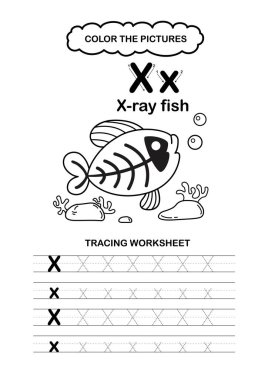 Görüntü Ayırıcı Hayvan Alfabesi İz ve Renk Harfi X-X ışını Balığı