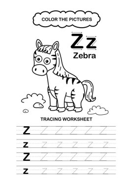 Görüntü Ayırıcı Hayvan Alfabesi İz ve Renk Harfi Z-Zebra