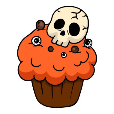 İllüstrasyon Cadılar Bayramı kek el çizimi konsept vektörü