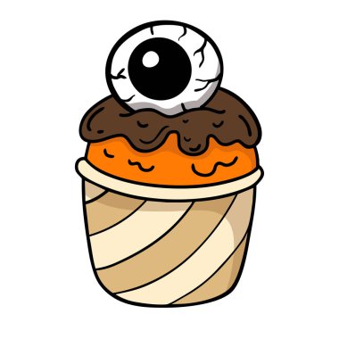 İllüstrasyon Cadılar Bayramı kek el çizimi konsept vektörü