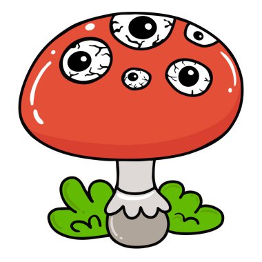 illustration halloween mushroom hand drawn outline concept