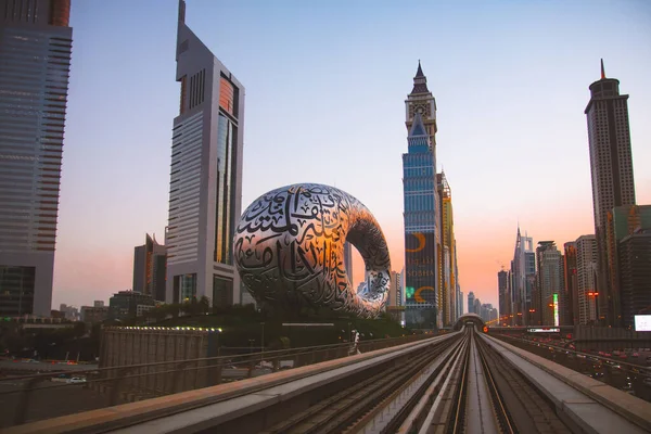 Dubai Egyesült Arab Emírségek Október 2022 Metró Vonat Vasúton Dubaiban — Stock Fotó