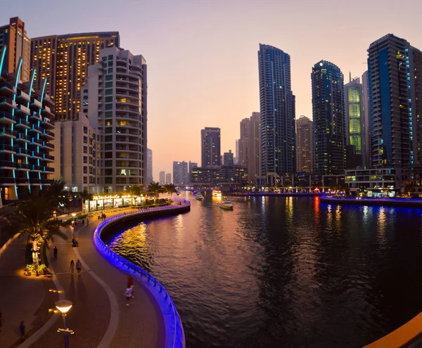 Dubai Egyesült Arab Emírségek 2022 Október Dubai Marina Városképe Megvilágított — Stock Fotó