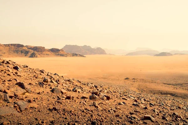Pianeta Marte Come Paesaggio Foto Wadi Rum Deserto Giordania Con — Foto Stock