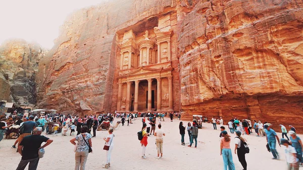 Petra Jordanien Oktober 2022 Khazneh Die Schatzkammer Antike Stadt Petra — Stockfoto