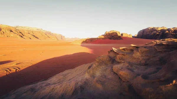 Czerwony Mars Jak Krajobraz Pustyni Wadi Rum Jordania Miejsce Zostało — Zdjęcie stockowe