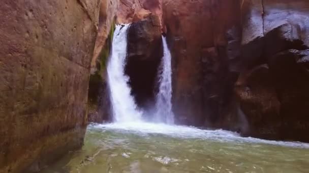 River Kanyonban Wadi Mujib Csodálatos Arany Világos Színekkel Wadi Mujib — Stock videók