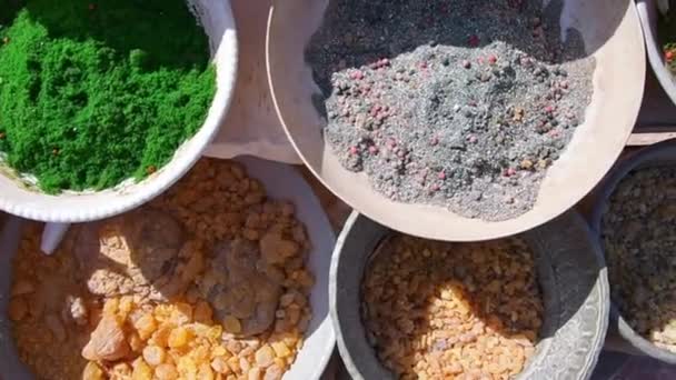 Ürdün Pazarında Çeşitli Tahıl Baharat Kaynaklar Petra Tarihi Sahasında Satılıyor — Stok video