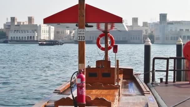 Dubai Förenade Arabemiraten Oktober 2022 Abra Gammal Traditionell Träbåt Och — Stockvideo
