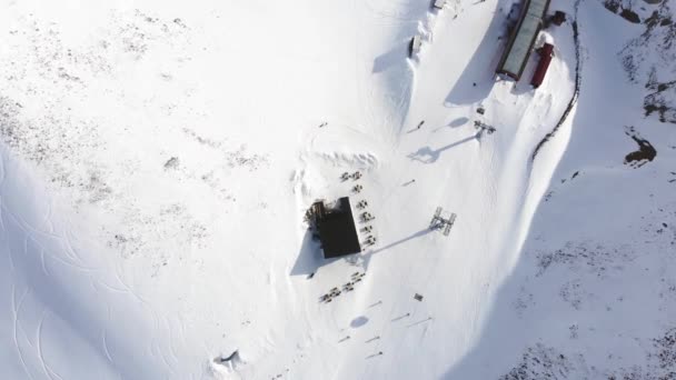 Aerial Top Don View Ośrodek Narciarski Gudauri Kobi Panorama Stoku — Wideo stockowe