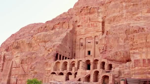 Ürdün Petra Kentindeki Kraliyet Mezarları Loculi Olarak Bilinir Petra Unesco — Stok video