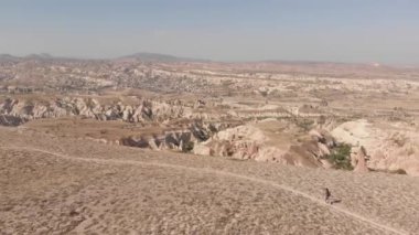 Aerial view tent on canyon with scenic outdoors panorama .Adventurous holidays concept