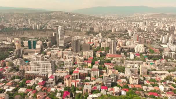 Static Aerial Panoramic View Georgia Capital City Buildings Saburtalo District — Vídeo de Stock