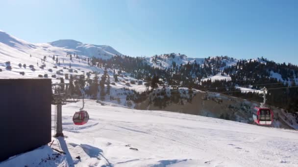 Cable Way Car Goderdzi Ski Resort Old Wooden Houses Adjara — Stok video