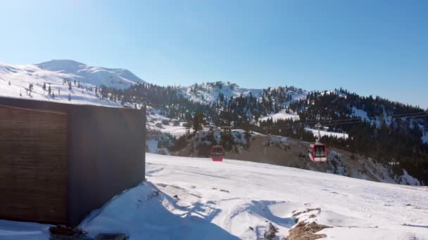 Cable Way Car Goderdzi Ski Resort Old Wooden Houses Adjara — Vídeos de Stock