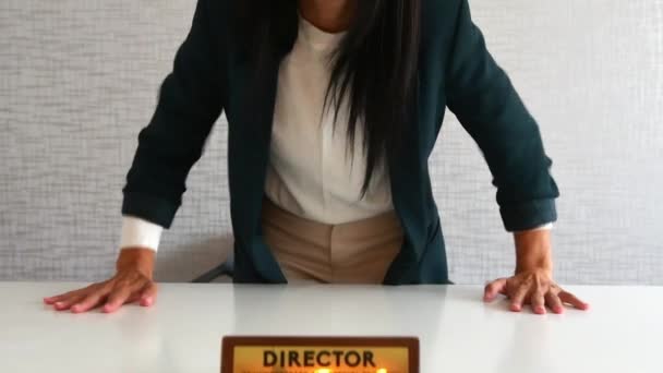Young Caucasian Brunette Business Woman Director Office Swear Shout Standing — Stock Video