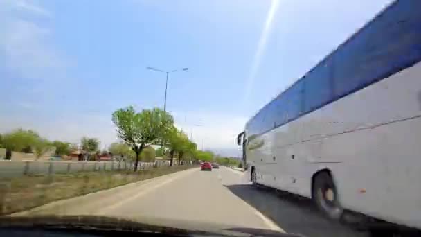 Pov Hyper Lapse Car Drive Rural Streets Turkey Ararat Background — Stockvideo
