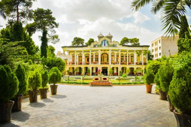 Shiraz, Iran -10th june, 2022: house and popular tourist destination - beautiful house in Shapouri garden in central Shiraz city