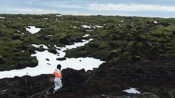 Paseo Turístico Por Campos Musgo Islandia Auténticas Áreas Volcánicas Sur — Vídeos de Stock