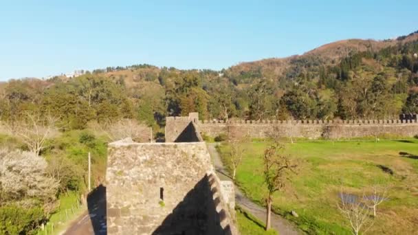 Εναέρια Ανοδική Άποψη Ιστορική Τοποθεσία Φρούριο Gonio Τείχη Ρωμαϊκή Οχύρωση — Αρχείο Βίντεο