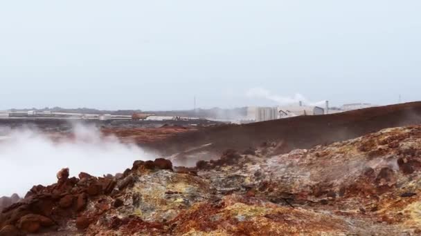 Elektrownia Geotermalna Gunnuhver Reykjanes Islandia Energia Gethermana Produkcja Energii Geotermalnej — Wideo stockowe