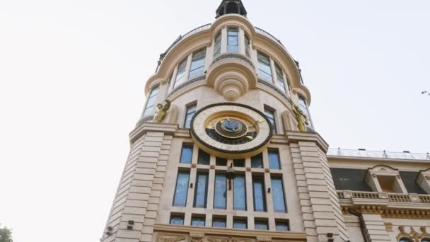 Astronomical Ancient Clock Design Building Facade Street View Batumi Georgia — Stock Video