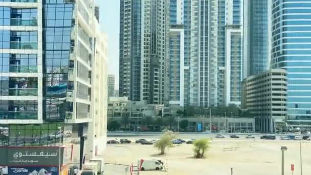 Dubai Uae 17Th October 2022 Metro Passengers Point View Cityscape — Vídeos de Stock