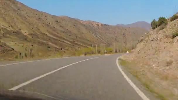 Vista Frontal Del Camino Vista Lateral Armenia Panorama Las Montañas — Vídeo de stock