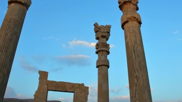 Turis Menjelajahi Kota Persepolis Bersejarah Terkenal Shiraz Iran — Stok Video
