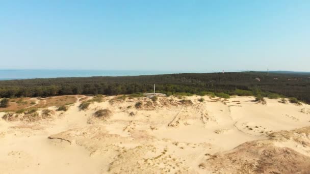 Flygfågelperspektiv Kuriska Näset Nationalpark Parnidis Sanddyn Sommaren Med Baltiska Havskusten — Stockvideo