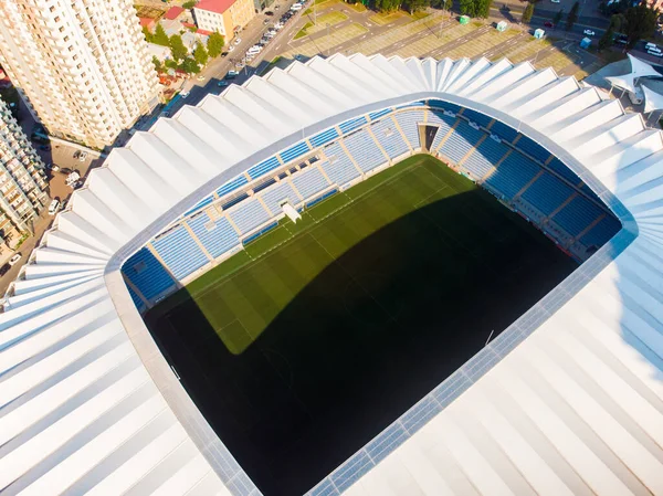 Batumi, Georgia - 4th august, 2022 : Aerial top view of Football club FC Dinamo Batumi stadium ( Adjarabet arena ). Modern architecture buildings and football stadiums