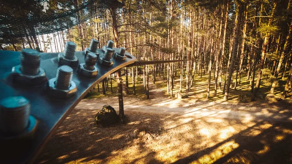 Palanga Litauen 2023 Leere Zipline Tannenwald Sommer Litauen Erlebnispark Hbh — Stockfoto