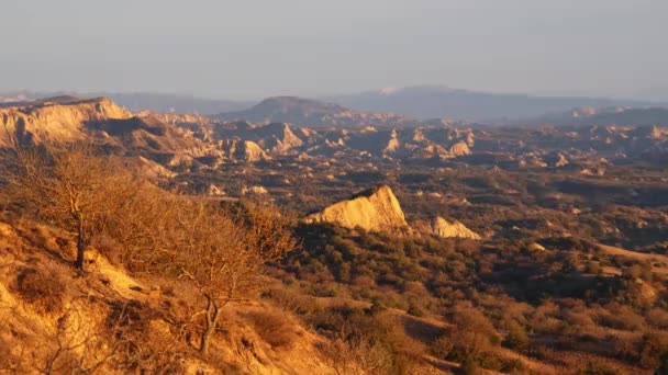 Прекрасні Скелі Вдень Вночі Пейзажний Проміжок Часу Заході Сонця Над — стокове відео