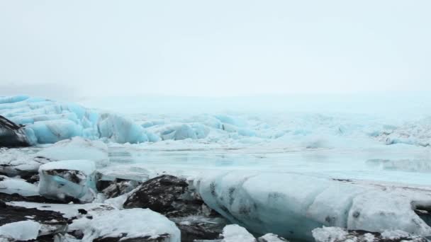 Pohled Zblízka Ledovec Fjallsjokull Nádherná Ledovcová Laguna Islandu — Stock video