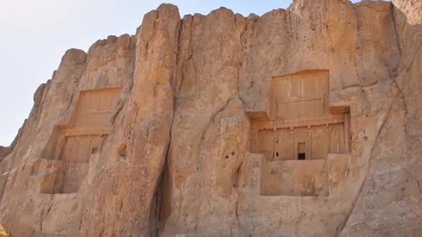 Túmulos Artaxerxes Dario Grande Reis Império Aquemênida Localizados Necrópole Naqsh — Vídeo de Stock