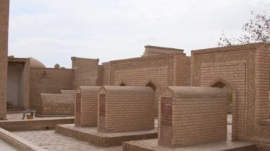 Khiva, Özbekistan - 15 Eylül 2023: Pakhlavan Makhmoud Mausoleum khiv. Itchan Kala.Khiva eski şehir manzarası. Unesco Dünya Mirası Bölgesi