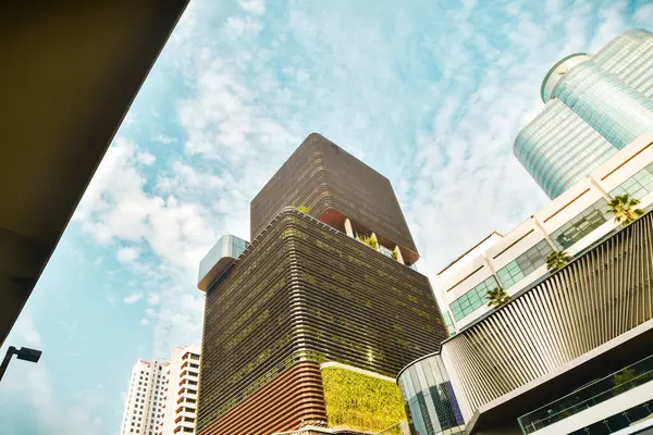 stock image Bangkok, Thailand - 11th february, 2024: panorama modern futuristic buildings on Pratu Nam Intersection. Pratunam is Bangkok's premier business district. Bangkok's central shopping district