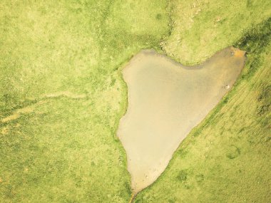 Aerial top down view Nariana lake in Gudamakari. Caucasus mountains alpine lakes in Georgia clipart