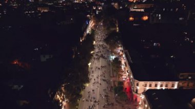 Tiflis, Gürcistan - 28 Ekim 2024: Başkent Tiflis 'te hükümet karşıtı seçim protestolarında sokaktaki insanlar parlamento tarafından protesto ediliyor. Rustaveli Bulvarı. Demokratik gösteri
