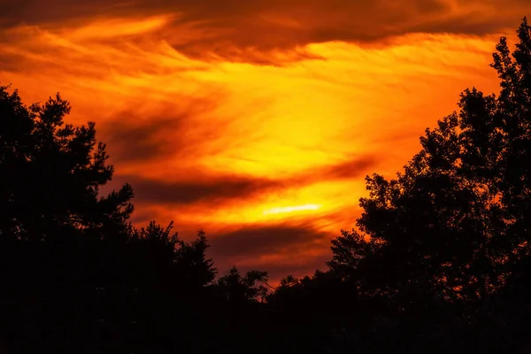 Vakker Solnedgang Himmel Med Skyer – stockfoto