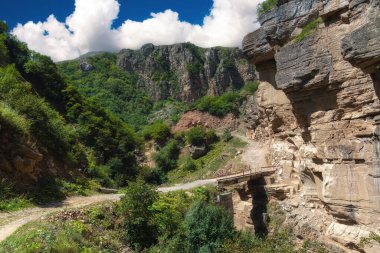 bir dağ nehir üzerinde köprü