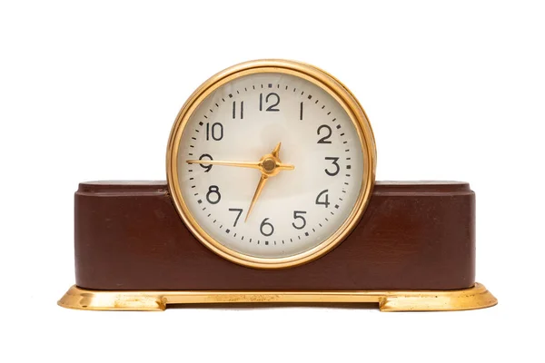 Horloge Table Mécanique Vintage Isolée Sur Blanc — Photo