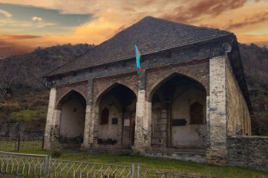 The old Ulu Mosque in the village of Ilisu. Northwest of Azerbaijan clipart