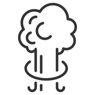 Nükleer Patlama Simgesi. Büyük patlama bulutu şeklinde. Düz biçim vektör çizimi beyaz arkaplanda izole edildi.